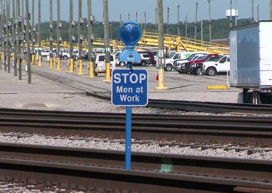 Blue flag protection in place on an occupied track